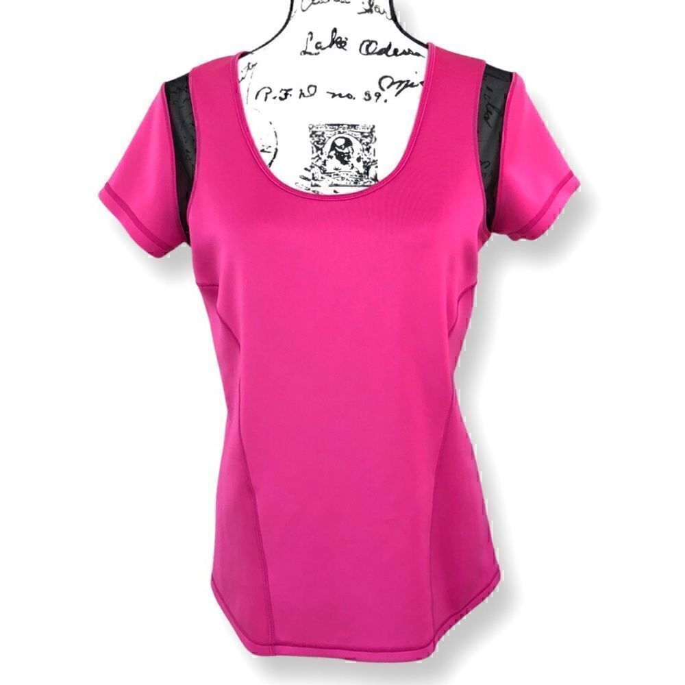 NYDJ City/Sport Athletic Tee Mesh Cutouts Hot Pink Size M - Picture 3 of 9